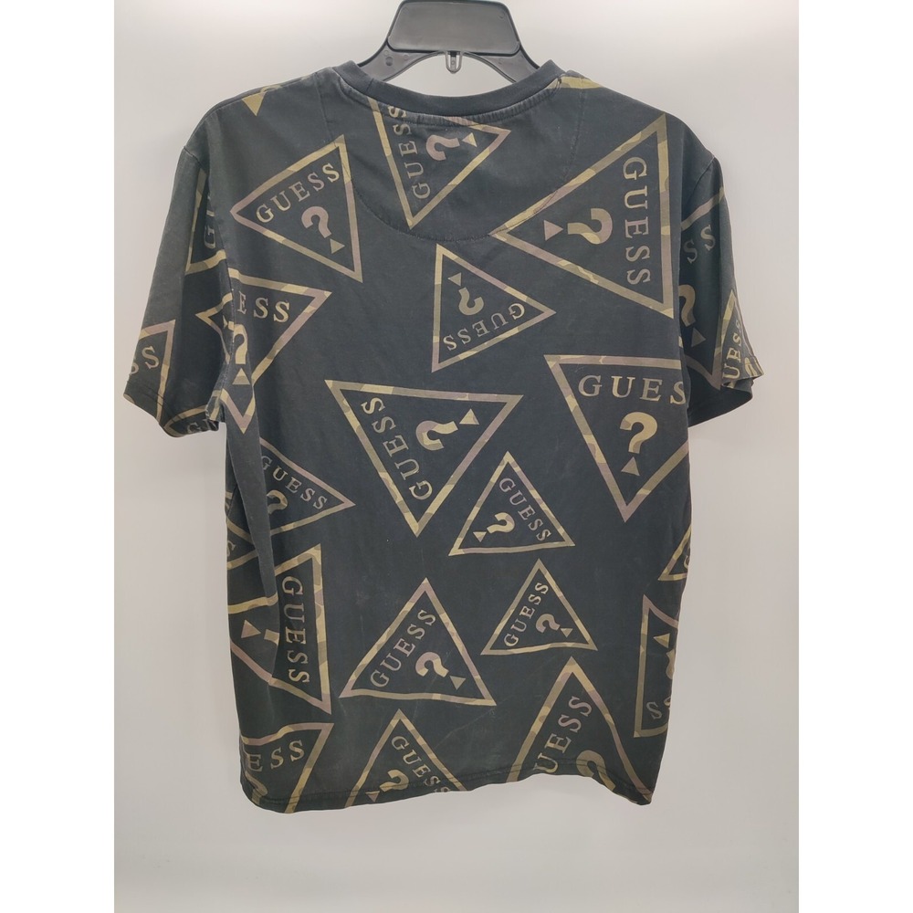 Guess Los Angeles Mens Camo Triangle All Over Logo Print T-Shirt Black Size M - Picture 2 of 8
